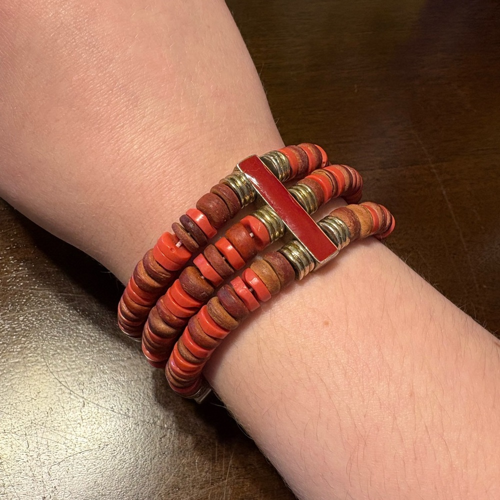 Vintage Liz Claiborne Red Beaded Bracelet Elegant Layered Design